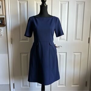 Lark & Ro navy blue short sleeve mod office siren mini dress